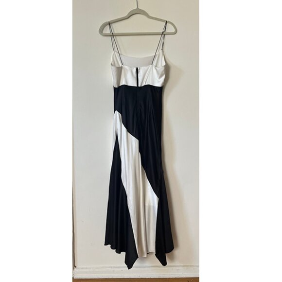 ALICE + OLIVIA Rosa Asymmetrical Midi Slip Dress White and Black Size 6 - Picture 2 of 8